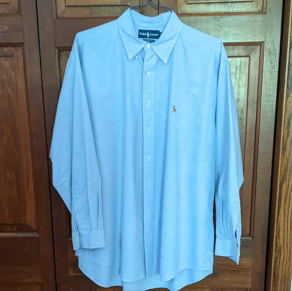 Button Down Oxford. Polo by Ralph Lauren. 17 34 35. Blue